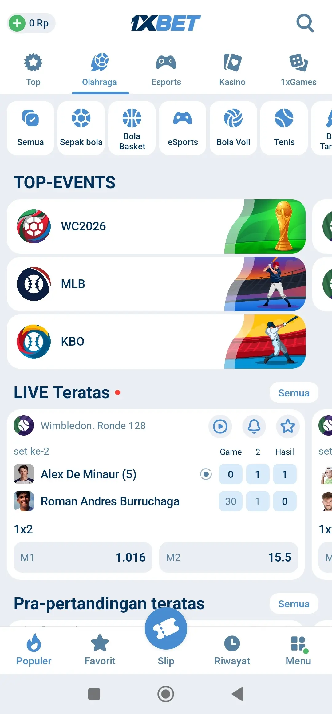 1xBet home page