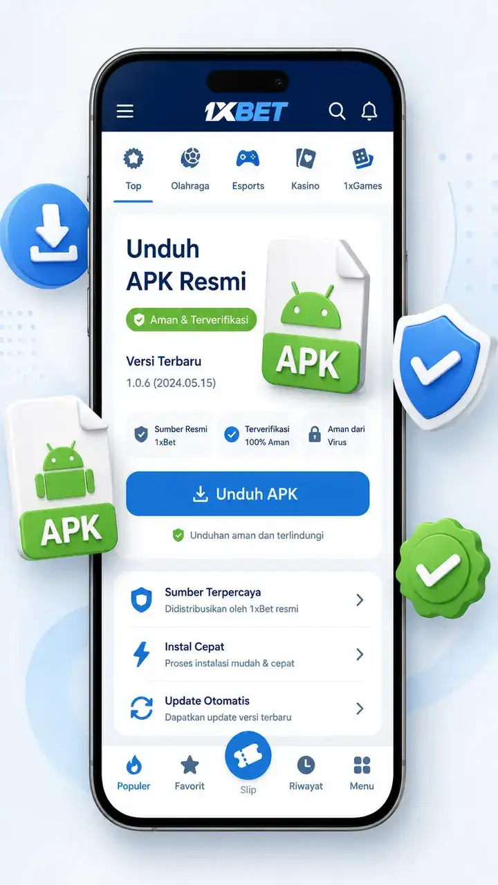 1xBet APK download screen on mobile