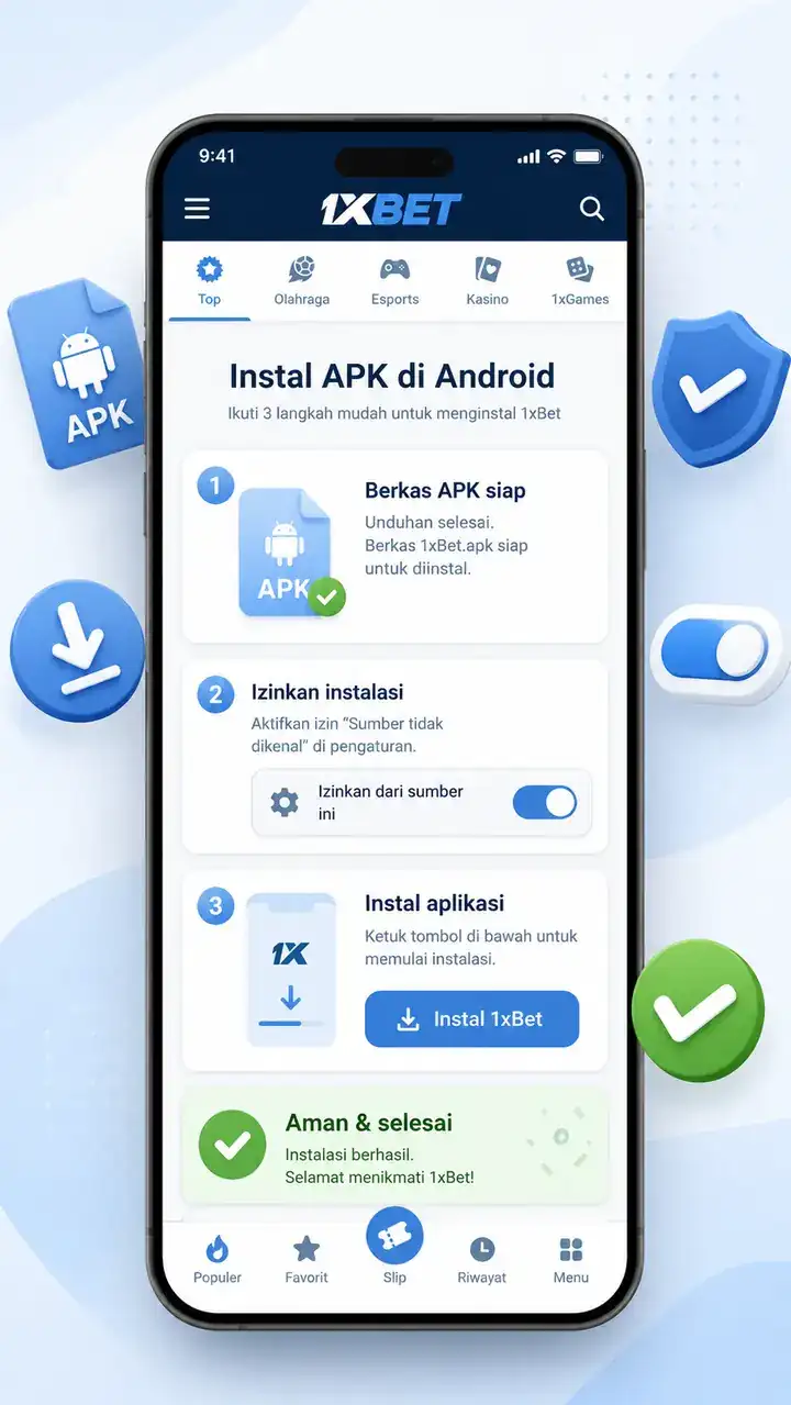 1xBet APK installation steps on Android