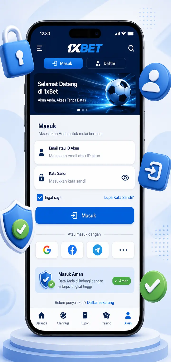 1xBet login screen on mobile